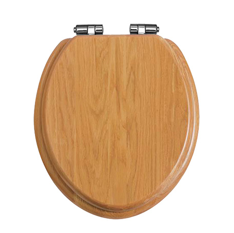 Toilet Seat Soft Close Chrome Hinge Oak