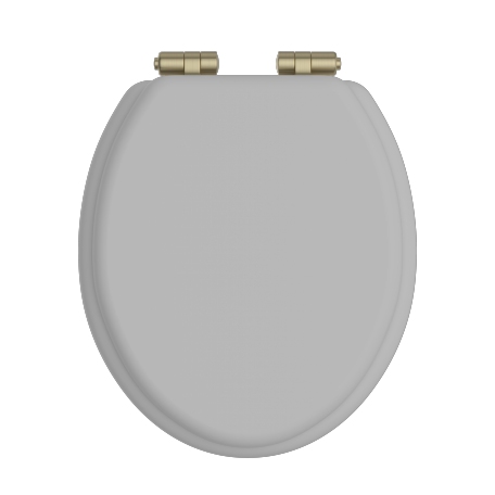 Toilet Seat Soft Close Brushed Brass Hinges - Dove Grey