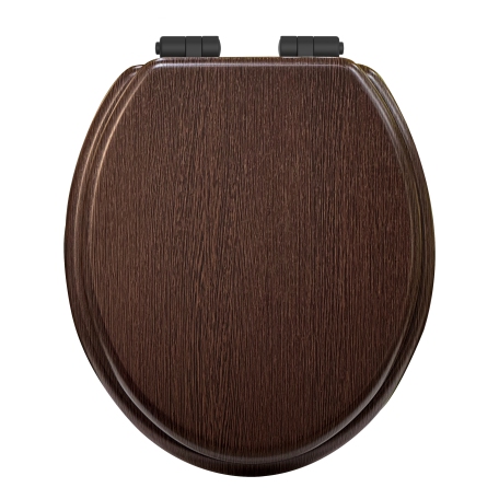 Toilet Seat Soft Close Matt Black Hinges - Walnut